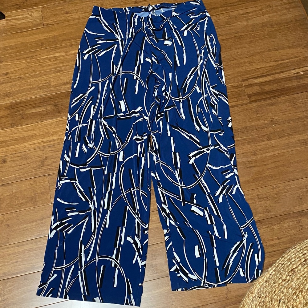 Alfani Blue Abstract Women's Wide Leg Pants